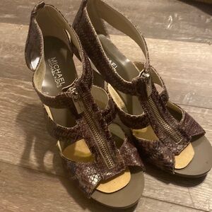 Michael Kors Snakeskin zip up heel. Like new!